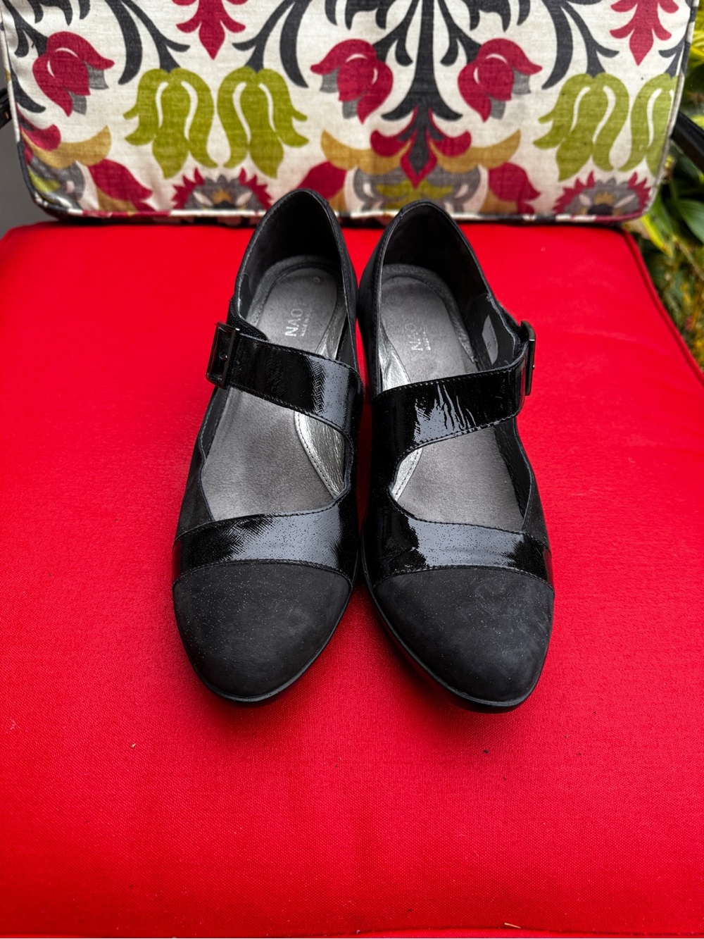 Naot Black Leather Suede Mary Jane Heels Pumps Size 41 US 10 Comfort